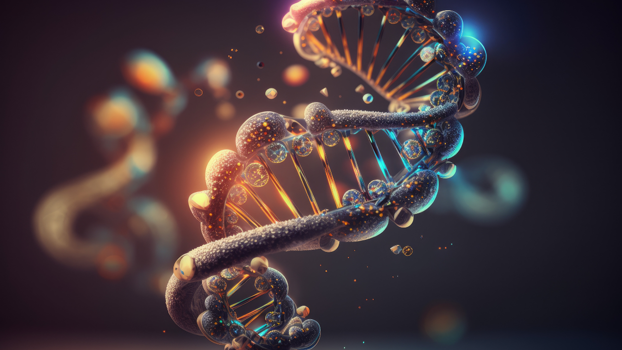 DNA molecule composition. Double helix of DNA. Generative Ai. Image Credit: Adobe Stock Images/idealeksis 