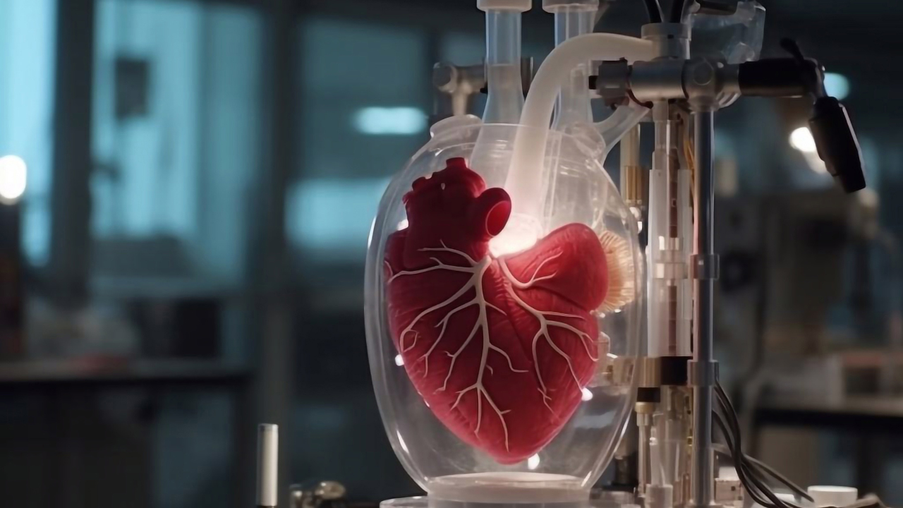 3D printing. Creating artificial heart , medical 3D printing of heart model transplantation organ biological engineering AI Generative. Image Credit: Adobe Stock Images/Julia