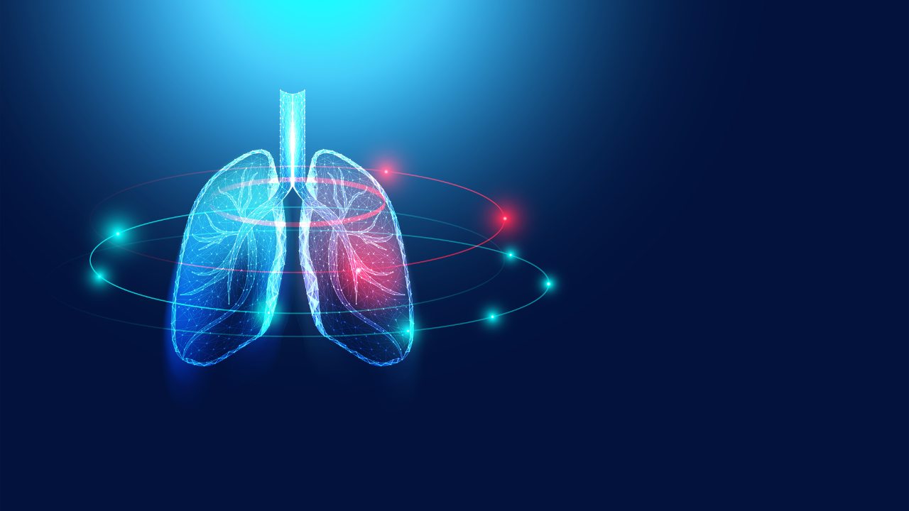 Abstract futuristic human lungs wireframe blue digital point connecting concept Analysis and diagnosis of pulmonary diseases,Respiratory disease,Lung health,Medical care for patients. Image Credit: Adobe Stock Images/Tex vector