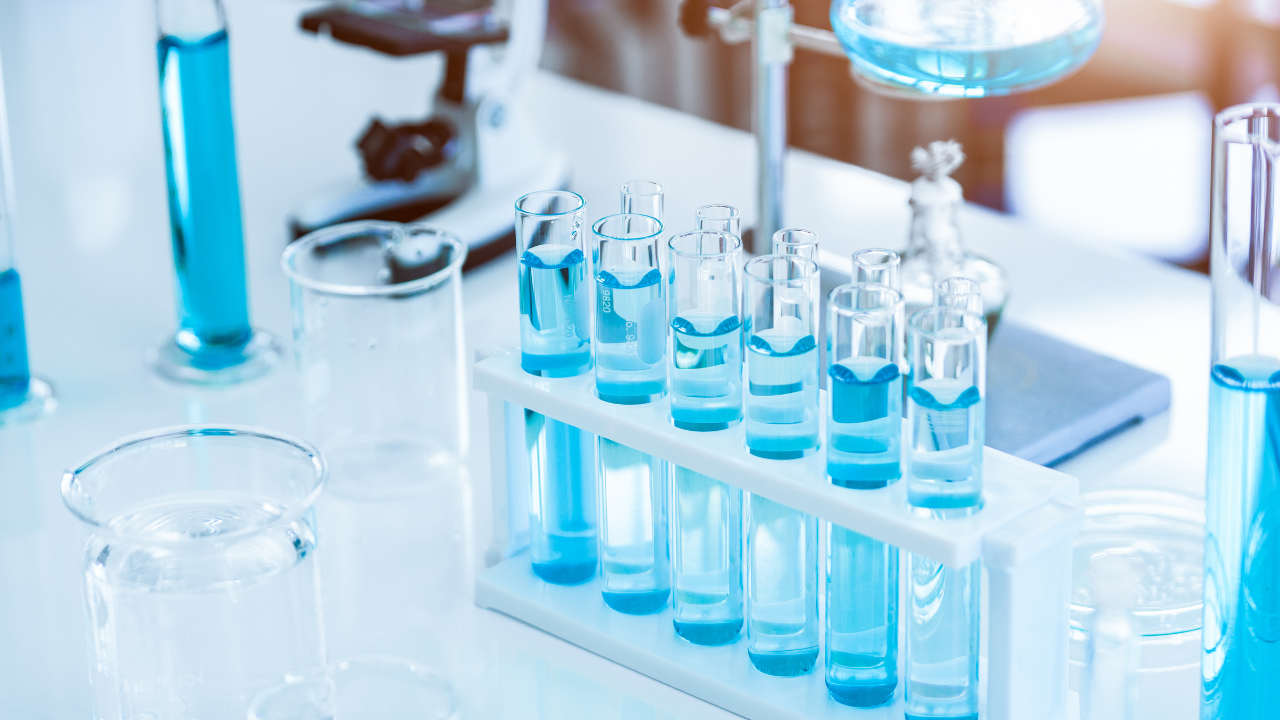 Laboratory test tubes and solution with stethoscope background. Science and Medical concept. Scientist research and analysis biotechnology concept. Image Credit: Adobe Stock Images/Corneliu