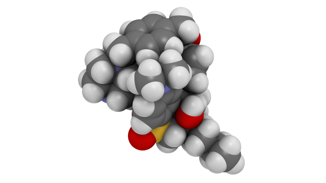 Maralixibat drug molecule. 3D rendering. Image Credit: Adobe Stock Images/molekuul.be