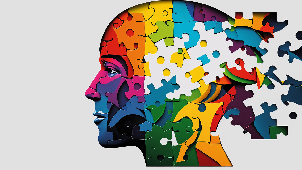 Human head profile and jigsaw puzzle, cognitive psychology or psychotherapy concept, mental health, brain problem, personality disorder, vector line design, Created using generative AI tools. Image Credit: Adobe Stock Images/Raymond Orton