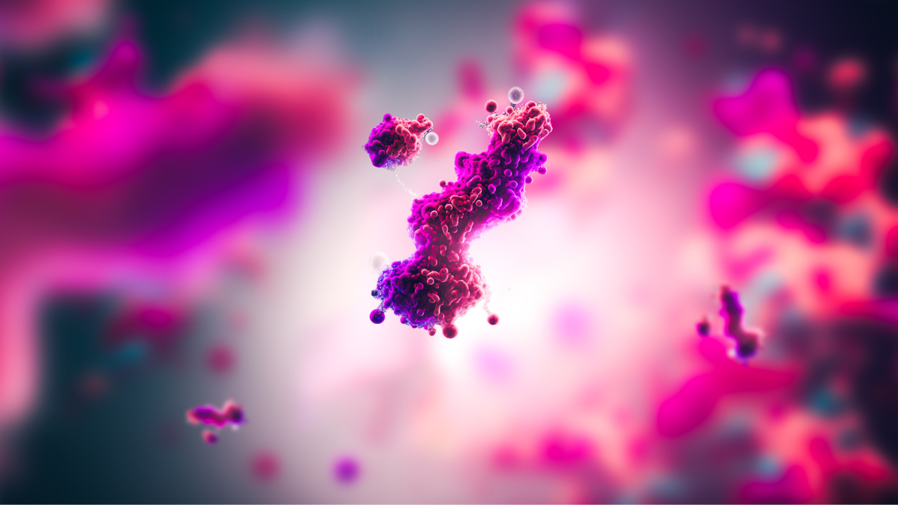 Molecular model of antibody taking part in immune defense. Molecule of immunoglobulin, Immunity. Antibody on a blurred background. Image Credit: Adobe Stock Images/catalin