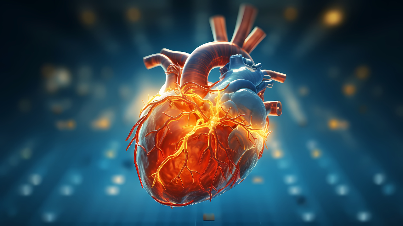 Anatomy of Human Heart on medical background. 3d render. Generative Ai. Image Credit: Adobe Stock Images/ckybe