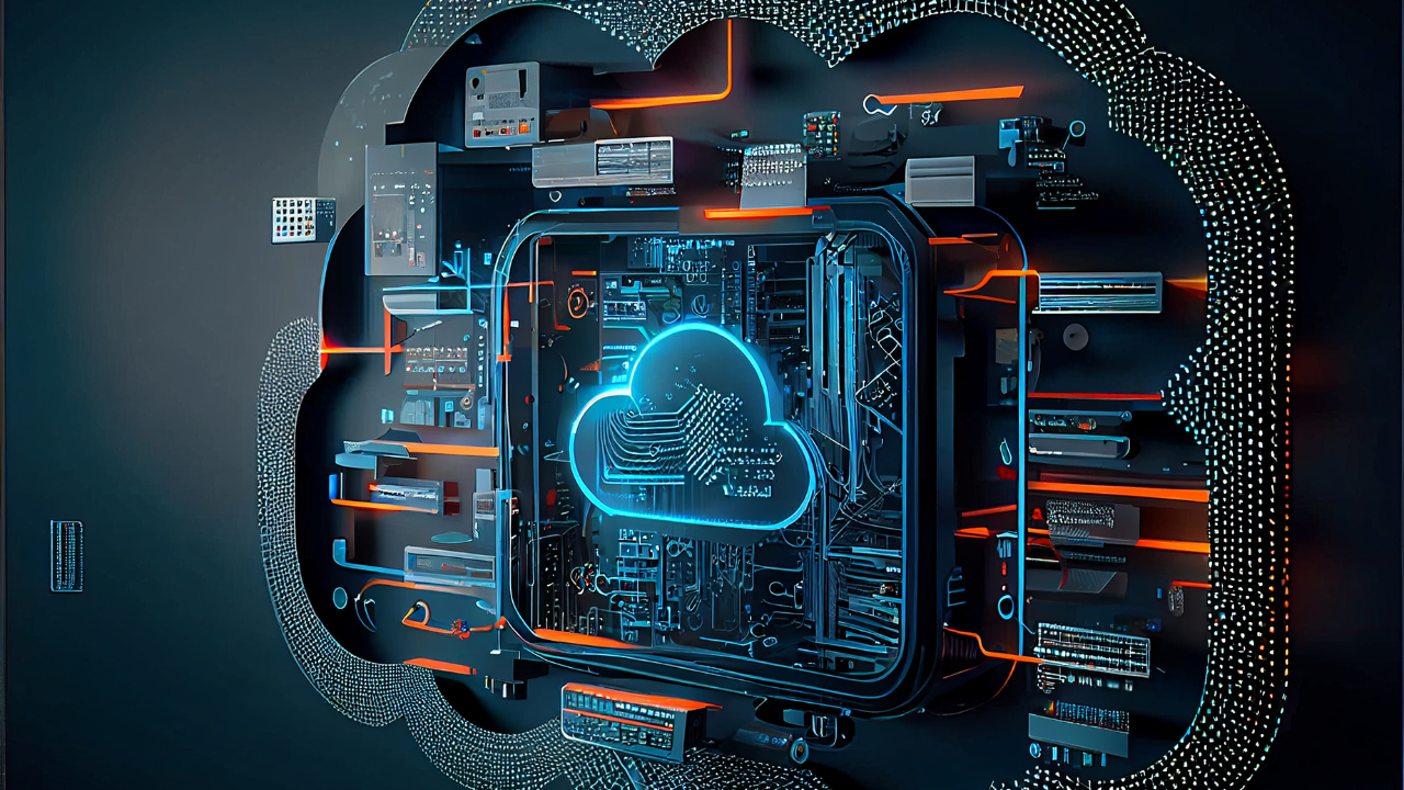 Cloud technology. Cloud computing. Devices connected to digital storage in a data center over the Internet. IOT. Smart Home. Communication laptop, tablet, phone and home devices. Generative AI. Image Credit: Adobe Stock Images/VICHIZH